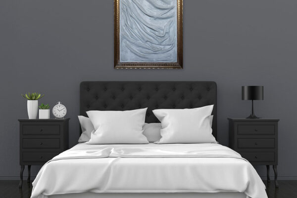 Black bedroom interior for mockup, 3D rendering